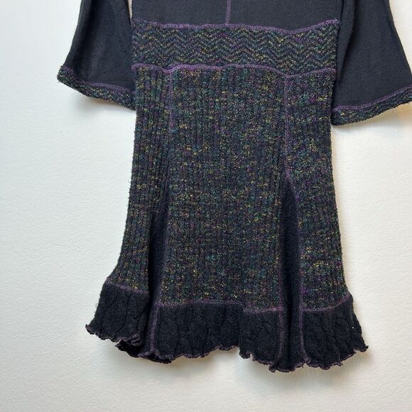 Anthropologie Curio Dress Women’s XS Black Purple Cowl Neck Whimsigoth Witchy - Picture 9 of 13